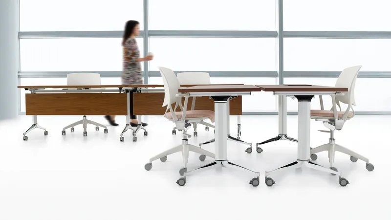 Flip-top meeting tables, manufacturer photo