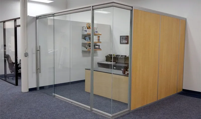 Glass and solid-panel private office walls