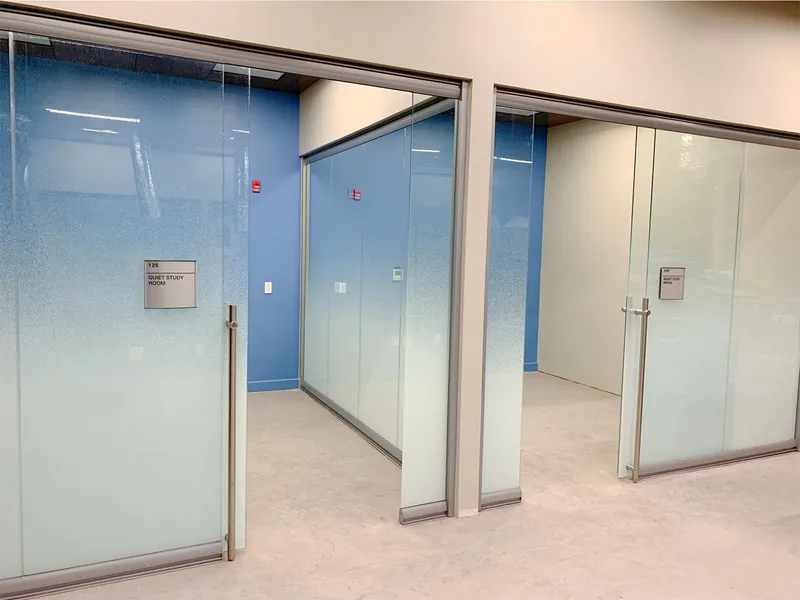 Glass offices with privacy film, manufacturer photo