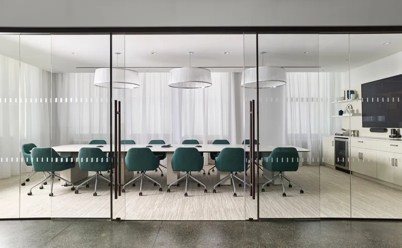 Glass-walled conference room, manufacturer photo