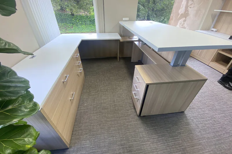 Private office with L-shaped desk and storage, financial advisory office, Thousand Oaks
