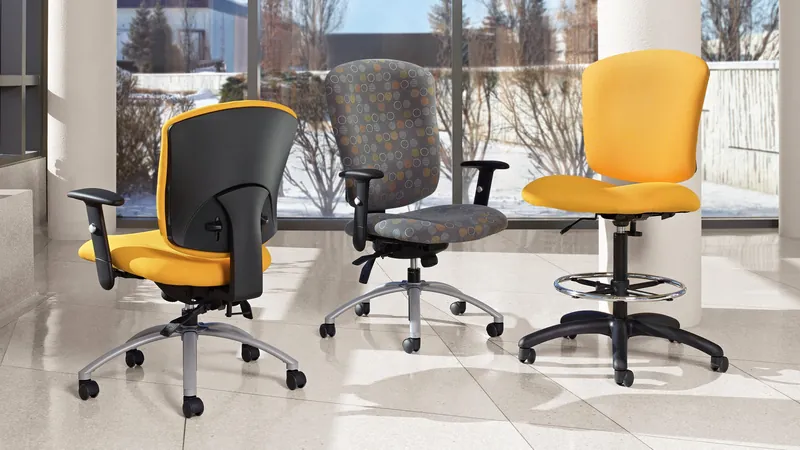 Task chairs and a drafting stool, manufacturer photo